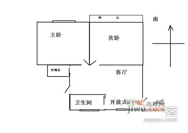 胜利新村2室1厅1卫70㎡户型图