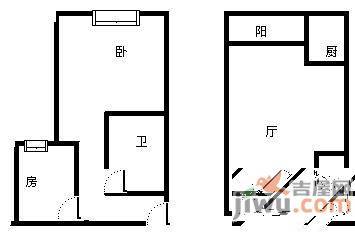 通策广场2室1厅1卫88㎡户型图