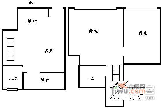 通策广场2室1厅1卫88㎡户型图