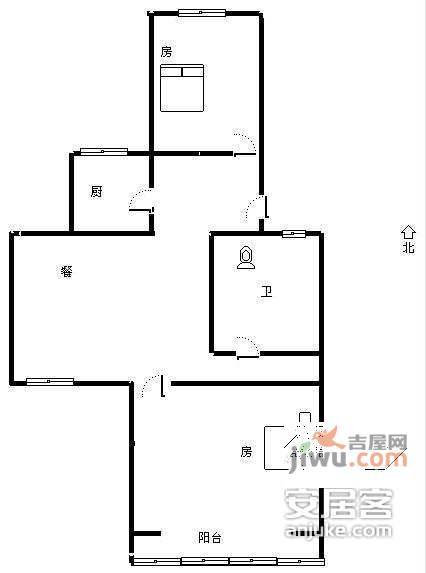 大关西六苑2室1厅1卫80㎡户型图