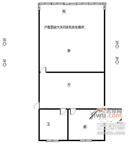 大关西六苑1室1厅1卫42㎡户型图