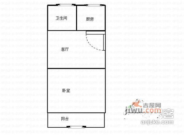 大关西六苑1室1厅1卫42㎡户型图