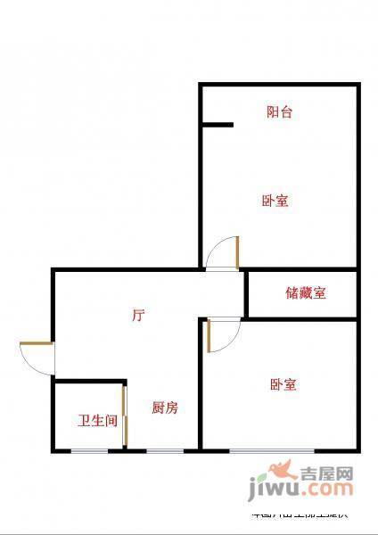 松木场河东2室1厅1卫71㎡户型图