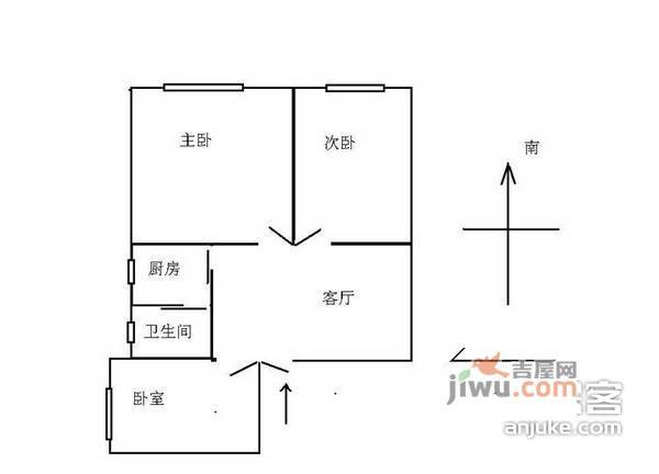 松木场河东2室1厅1卫71㎡户型图