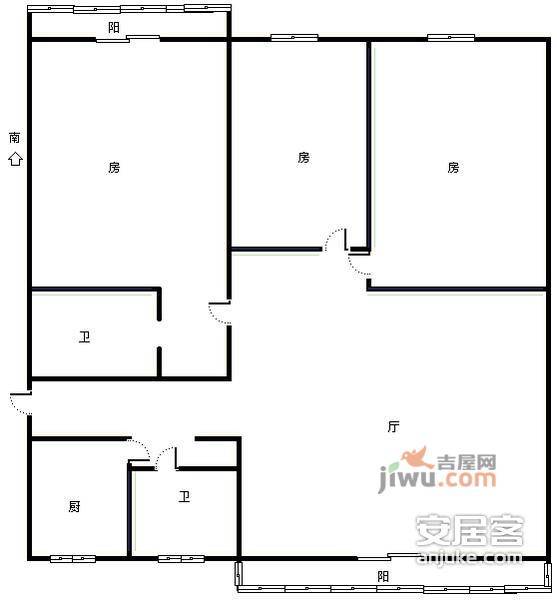 中豪晴园3室2厅2卫138㎡户型图