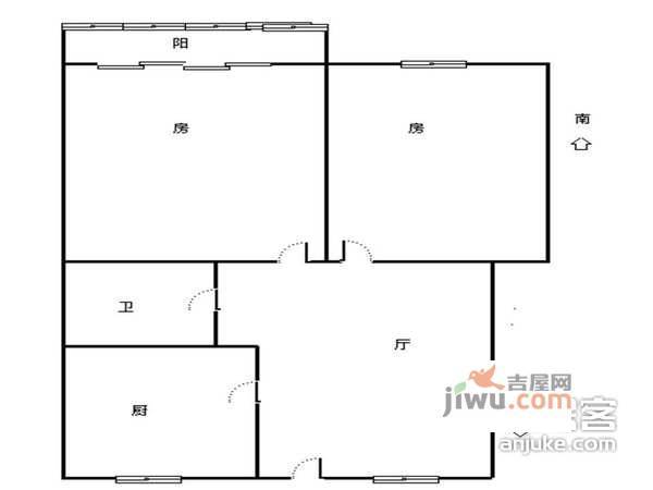 大关南三苑2室1厅1卫105㎡户型图