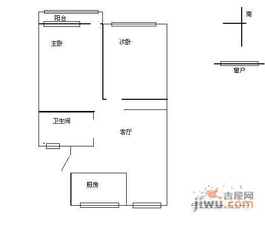 大关南三苑2室2厅1卫76㎡户型图