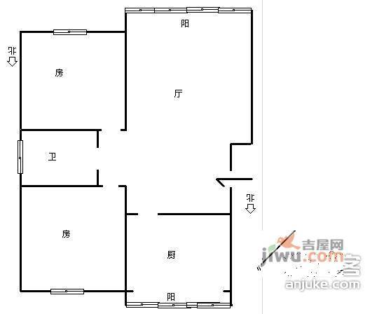 天城铭园2室1厅1卫72㎡户型图