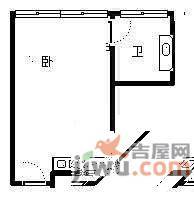 滨江新城时代广场1室1厅1卫58㎡户型图