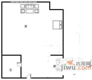 滨江新城时代广场1室1厅1卫58㎡户型图