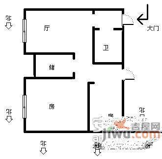 滨江新城时代广场2室2厅1卫94㎡户型图