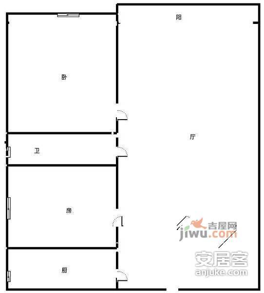 滨江新城时代广场3室1厅1卫93㎡户型图