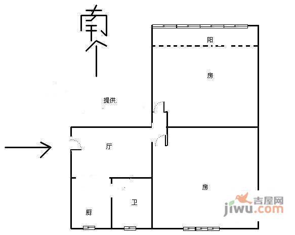 紫荆家园1室1厅1卫48㎡户型图