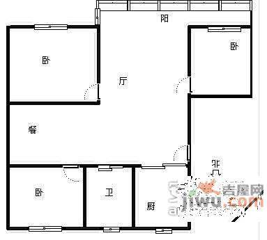 五里塘苑3室2厅1卫户型图