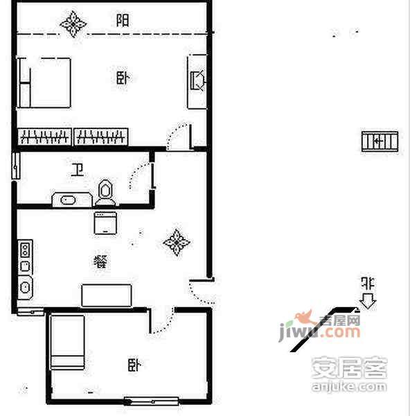 五里塘苑1室1厅1卫67㎡户型图