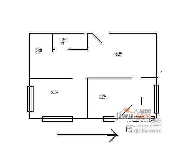 观音塘小区2室1厅1卫71㎡户型图