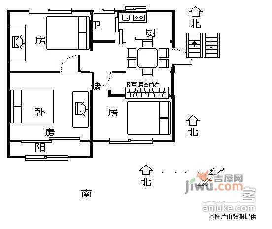 观音塘小区3室1厅1卫72㎡户型图