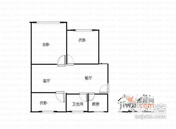 观音塘小区3室1厅1卫72㎡户型图