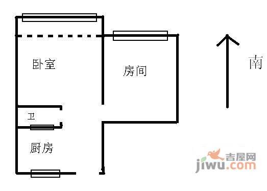 商教苑社区2室0厅1卫43㎡户型图