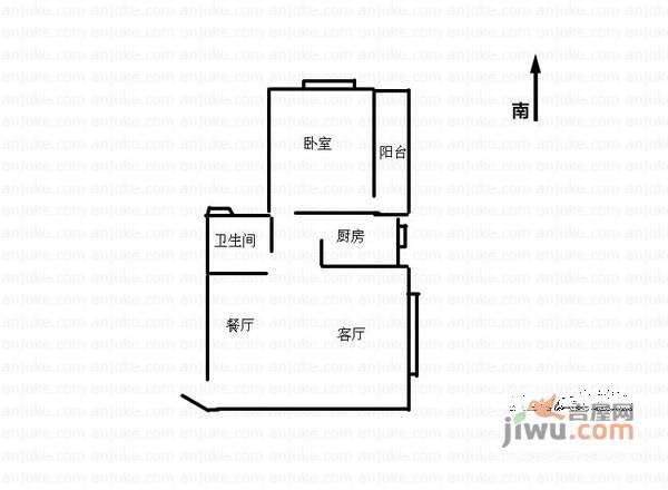 闲林山水丹枫苑1室1厅1卫54㎡户型图