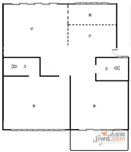 欣龙华府2室2厅2卫106㎡户型图