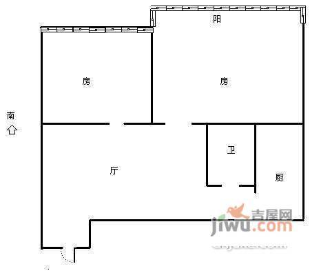 华都兰庭国际2室1厅1卫50㎡户型图