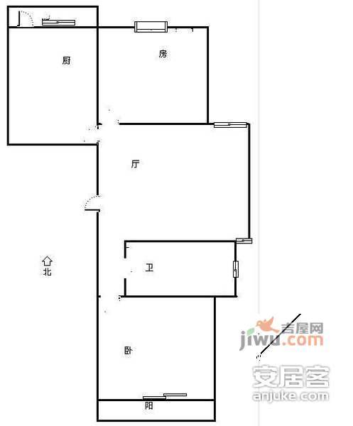 华都兰庭国际2室1厅1卫50㎡户型图