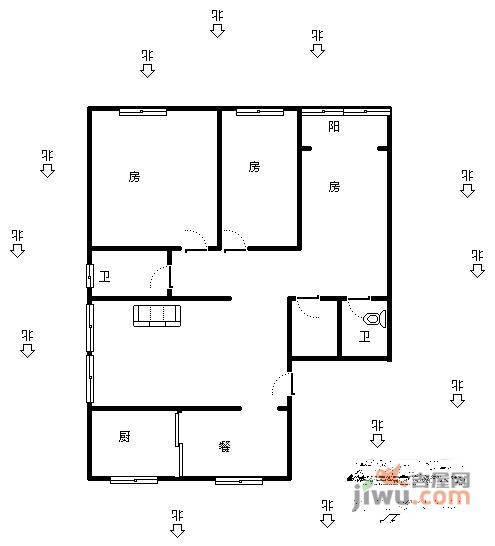 现代家园3室2厅2卫132㎡户型图