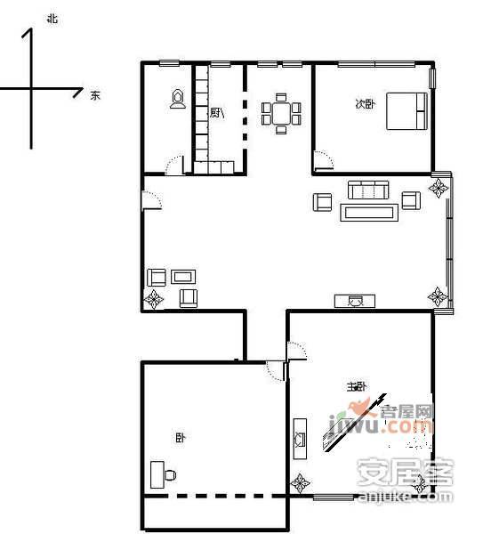 现代家园3室2厅1卫131㎡户型图