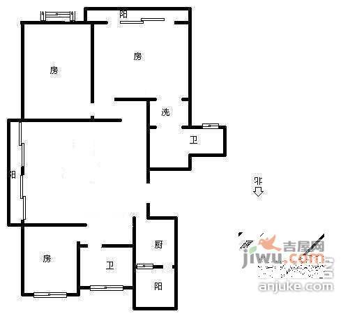 滨江金色家园3室2厅2卫163㎡户型图