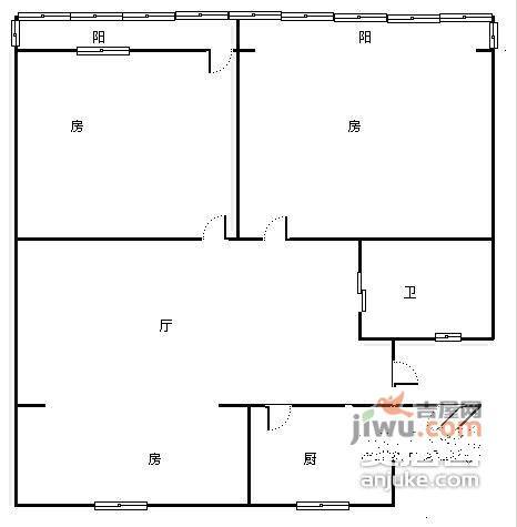 翠苑二区2室2厅1卫80㎡户型图