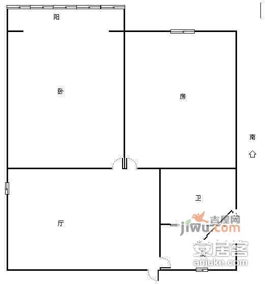 翠苑二区2室1厅1卫77㎡户型图