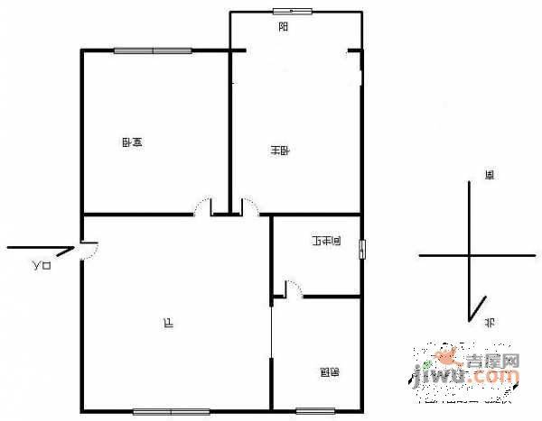 庆丰新村2室2厅1卫75㎡户型图