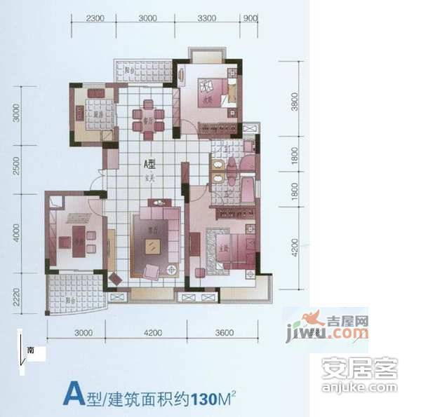 信步闲庭3室2厅2卫138㎡户型图