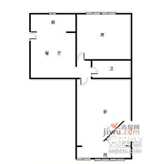 建国南苑2室1厅1卫88㎡户型图