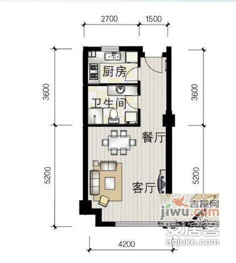 绿都百瑞广场1室1厅1卫68㎡户型图