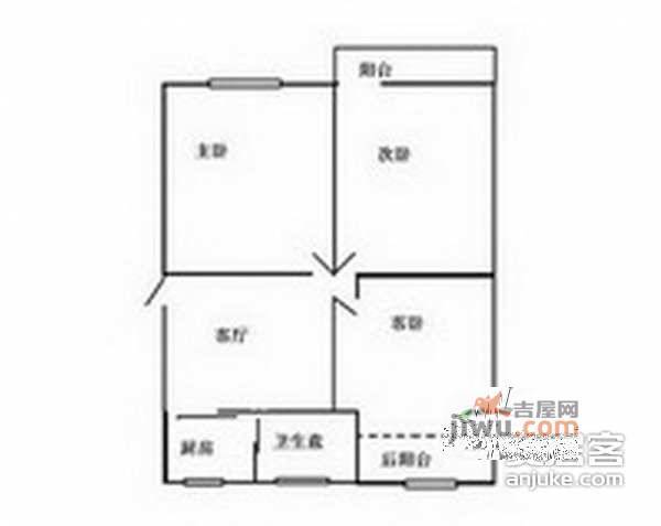 武林花园3室2厅1卫100㎡户型图