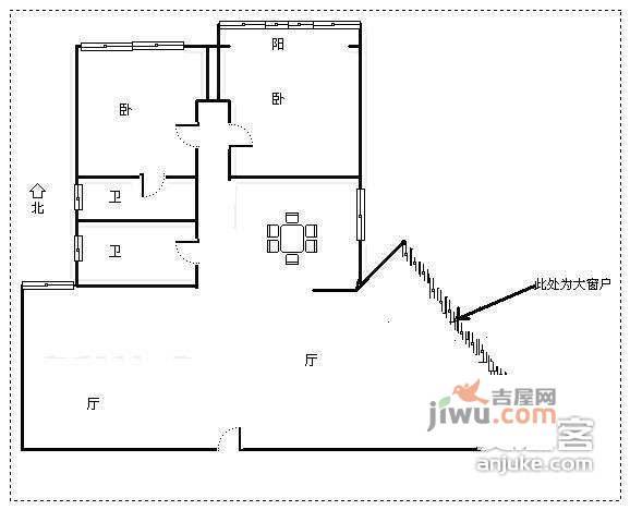 中山花园3室2厅2卫128㎡户型图