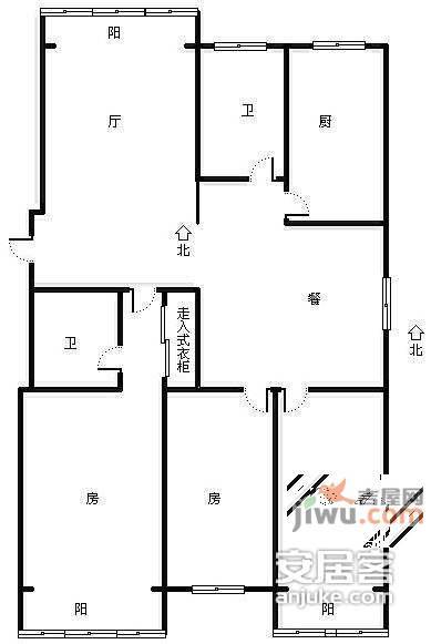 皇亲苑3室2厅2卫139㎡户型图