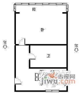 皇亲苑1室1厅1卫51㎡户型图