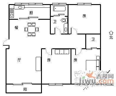 紫庭花园3室2厅2卫146㎡户型图