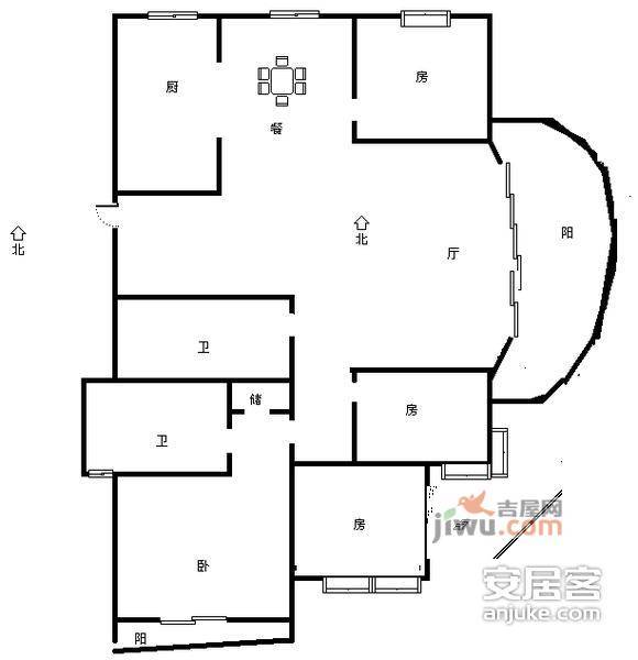 紫庭花园4室2厅2卫174㎡户型图