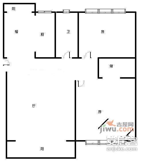 亲亲家园二期2室2厅1卫116㎡户型图