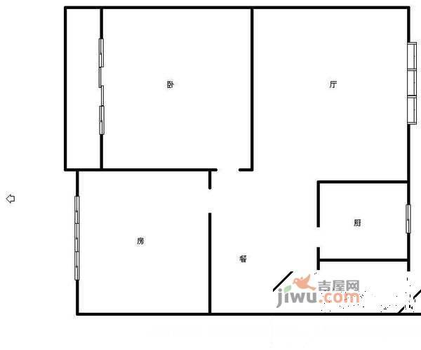 亲亲家园二期2室1厅1卫90㎡户型图