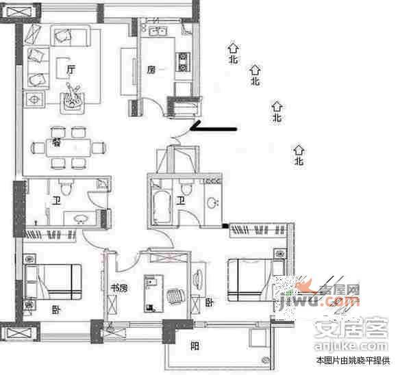 亲亲家园二期3室2厅2卫139㎡户型图