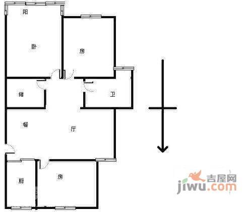 祥和人家3室2厅1卫104㎡户型图