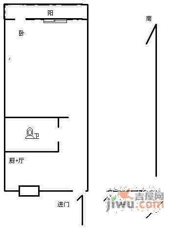 大关南六苑1室1厅1卫52㎡户型图