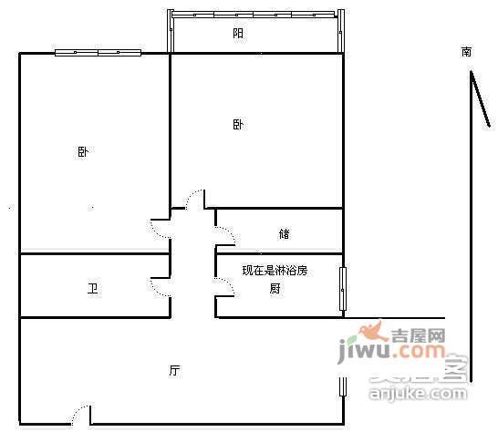 夕照新村2室1厅1卫83㎡户型图