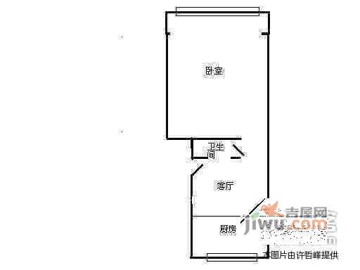 夕照新村1室1厅1卫44㎡户型图