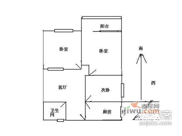 夕照新村3室1厅1卫75㎡户型图